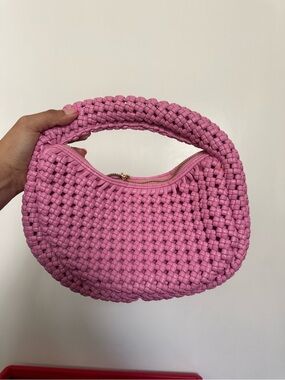 Sincerly Jules Pink Woven Top-Handle Shoulder Bag